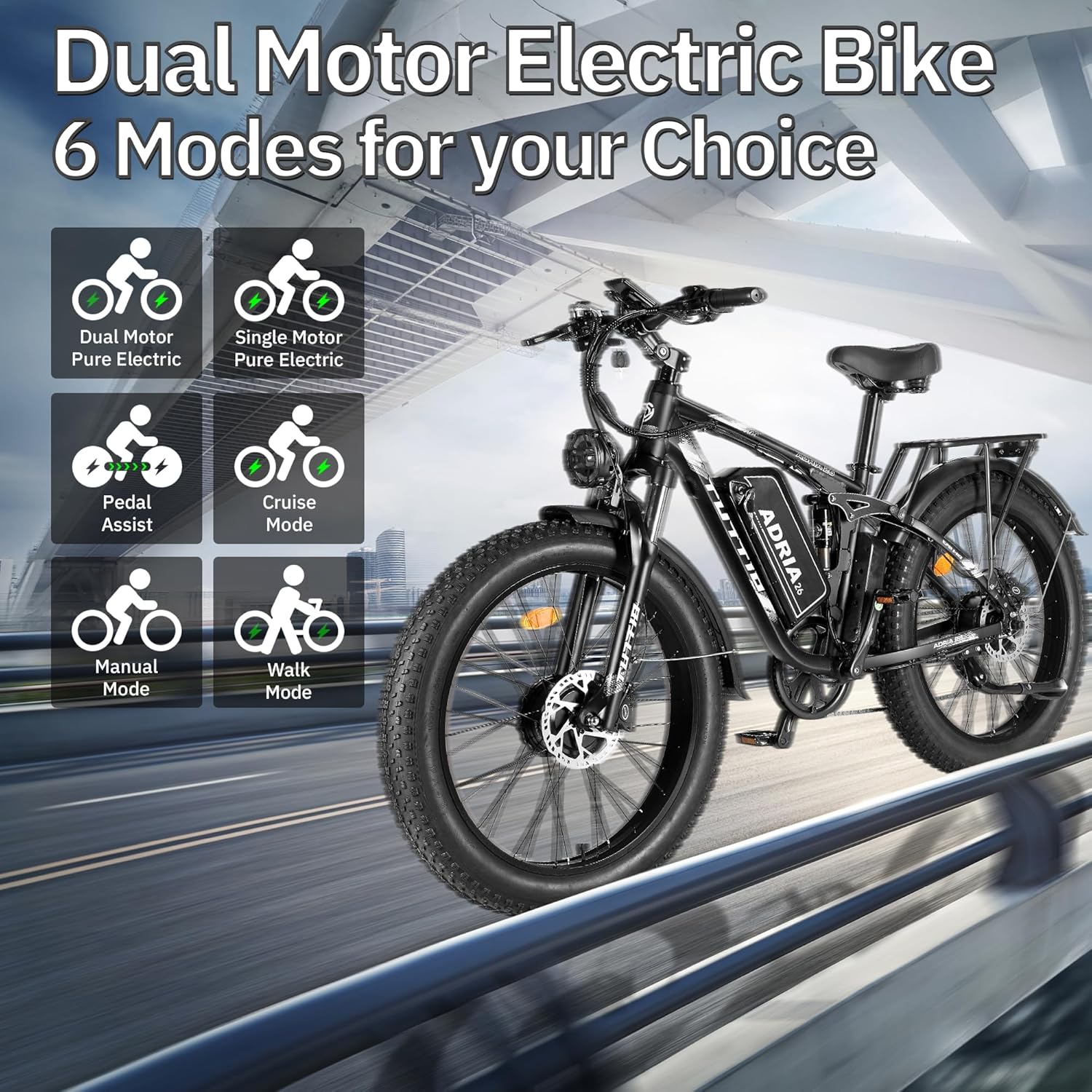 TUTTIO 5000W Dual Motor Fat Tire Ebike - Image 2