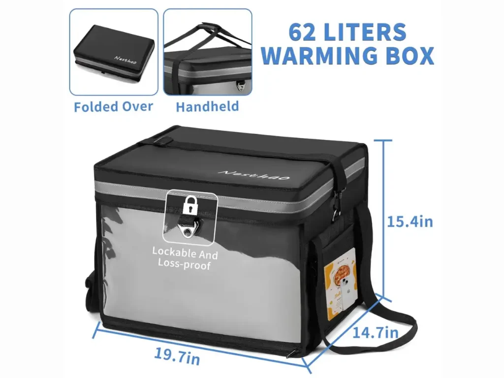 62L Insulated Food Delivery Bag for E-Bikes & Motorcycles
