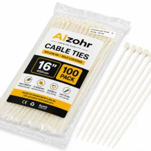 16 Inch 400mm White Heavy Duty Cable Ties 100 Pack 220N