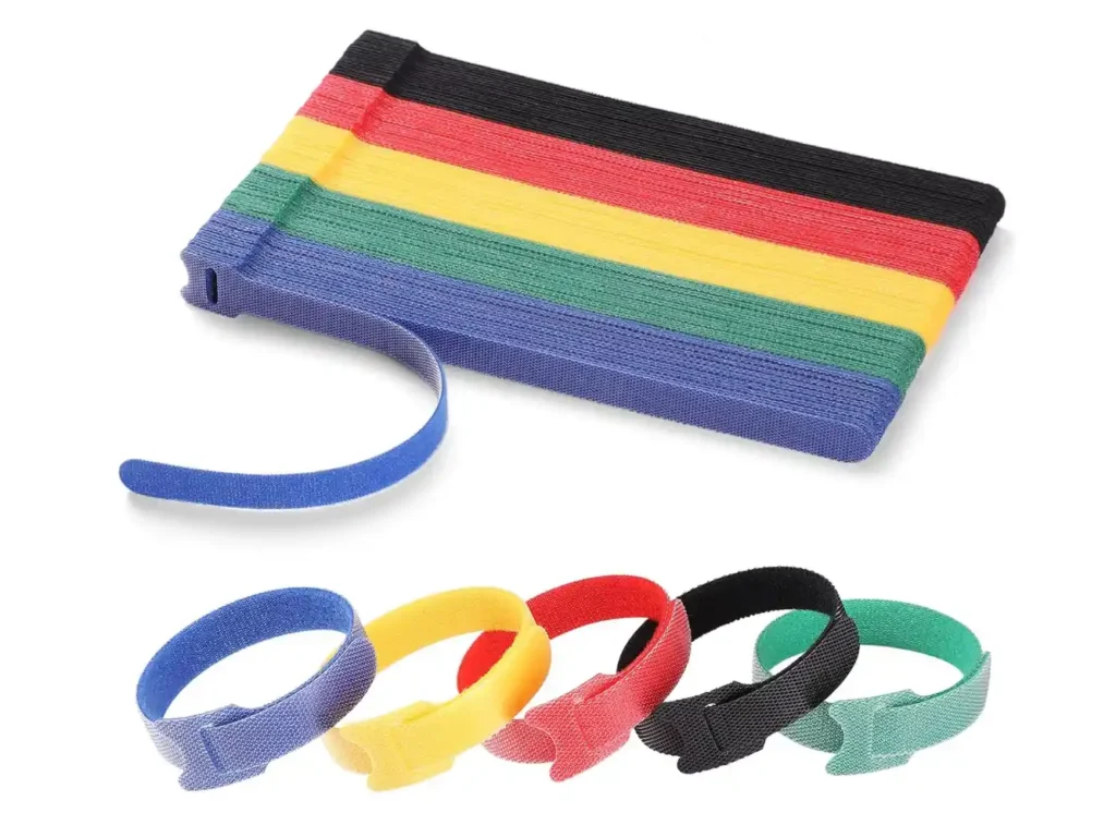 50 Pcs Reusable Hook & Loop Cable Ties – 8 Inch, 5 Colors