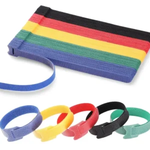 50 Pcs Reusable Hook & Loop Cable Ties – 8 Inch, 5 Colors