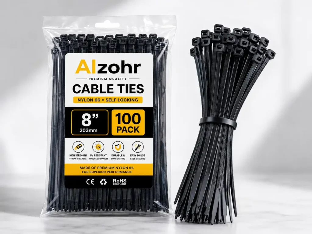 8 Inch Heavy Duty Cable Ties – 100 Pack Zip Ties