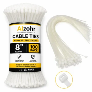 Heavy Duty Cable Ties 8 Inch 100 Pack — Nylon 66 Self Locking 200mm