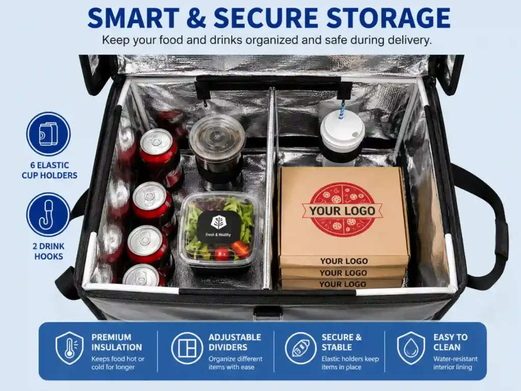 Insulated delivery bag with smart storage