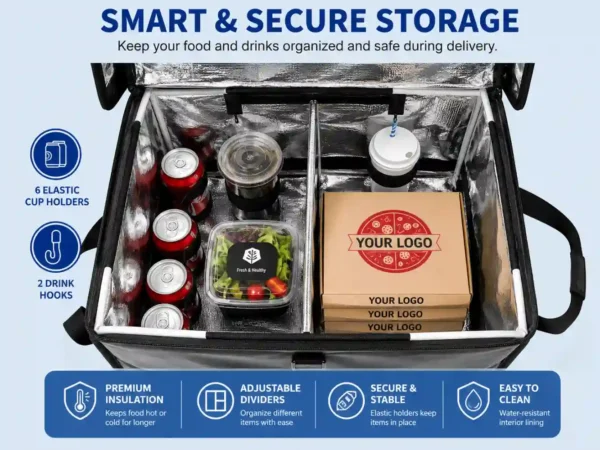 Insulated delivery bag with smart storage