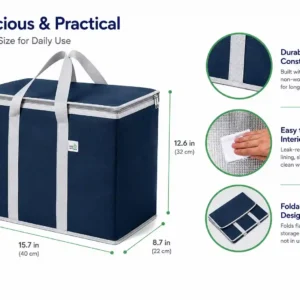 Heavy Duty Insulated Cooler Bag, Foldable Reusable Shopping Tote - Image 3