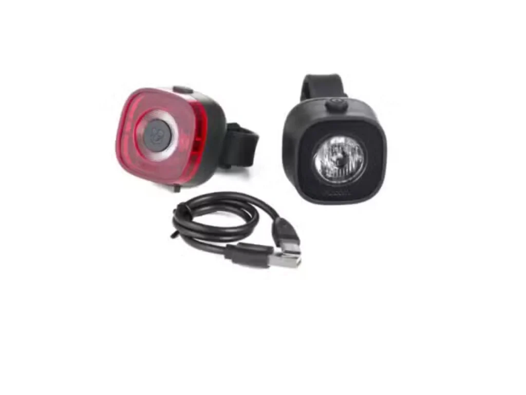 Kids bike light set with front and rear rechargeable LED lights